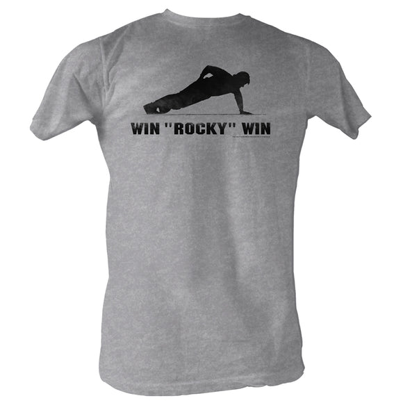 Rocky Tall T-Shirt Win More One Handed Push Up Gray Heather Tee - Yoga Clothing for You