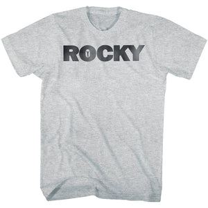 Rocky Tall T-Shirt Distressed Black Logo Gray Heather Tee - Yoga Clothing for You