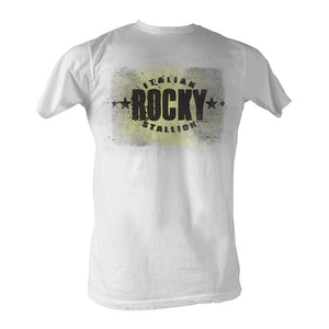 Rocky T-Shirt Distressed Italian Stallion Yellow White Tee - Yoga Clothing for You