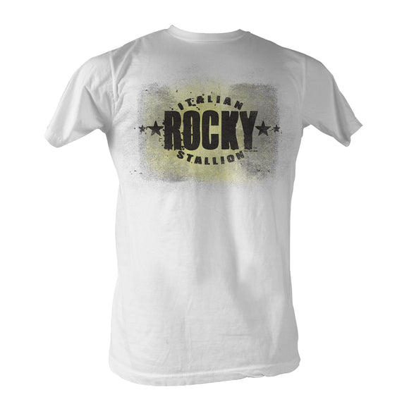 Rocky Tall T-Shirt Distressed Italian Stallion Yellow White Tee - Yoga Clothing for You