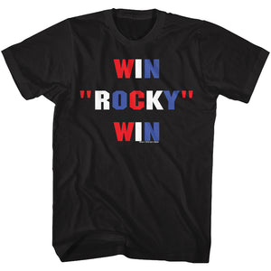 Rocky Tall T-Shirt Red White Blue Win Rocky Win Black Tee - Yoga Clothing for You
