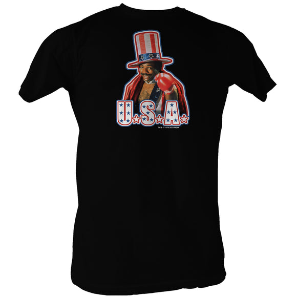 Rocky Tall T-Shirt Apollo Creed USA Black Tee - Yoga Clothing for You