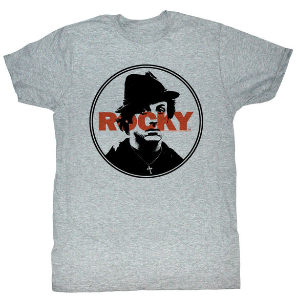Rocky Tall T-Shirt Silhouette Portrait Stamped Logo Gray Heather Tee - Yoga Clothing for You
