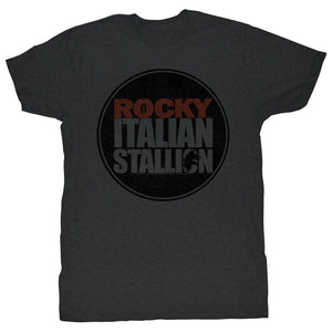 Rocky Tall T-Shirt Italian Stallion Circle Logo Black Heather Tee - Yoga Clothing for You