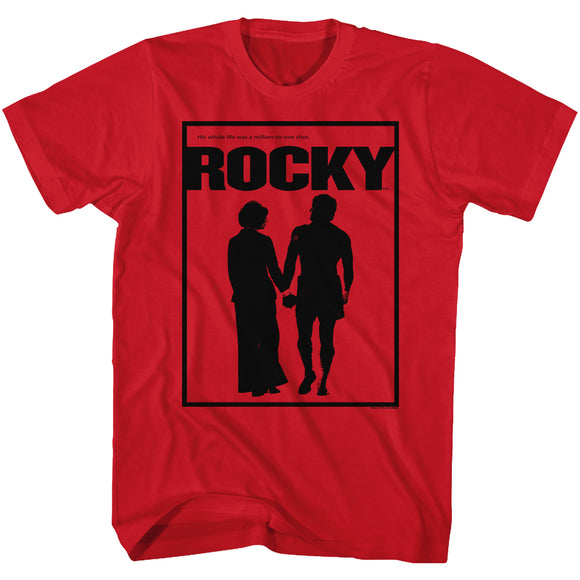 Rocky Tall T-Shirt Adrian Holiding Hands Silhouette Red Tee - Yoga Clothing for You