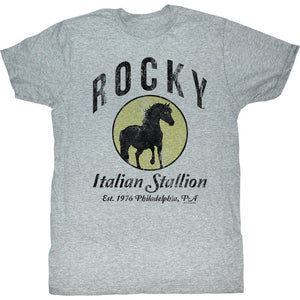 Rocky T-Shirt Distressed Italian Stallion Est 1976 Gray Heather Tee - Yoga Clothing for You