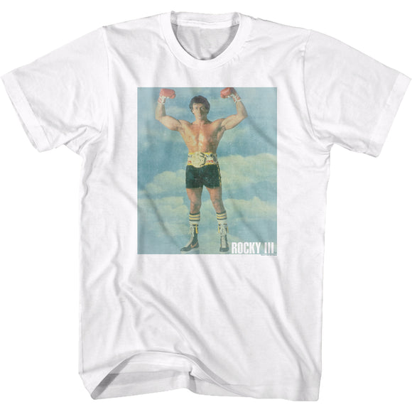 Rocky Tall T-Shirt Distressed Flex Up In The Clouds White Tee - Yoga Clothing for You
