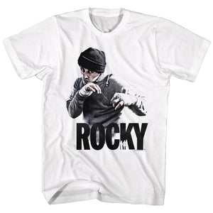 Rocky T-Shirt Distressed 40th Anniversary White Tee - Yoga Clothing for You