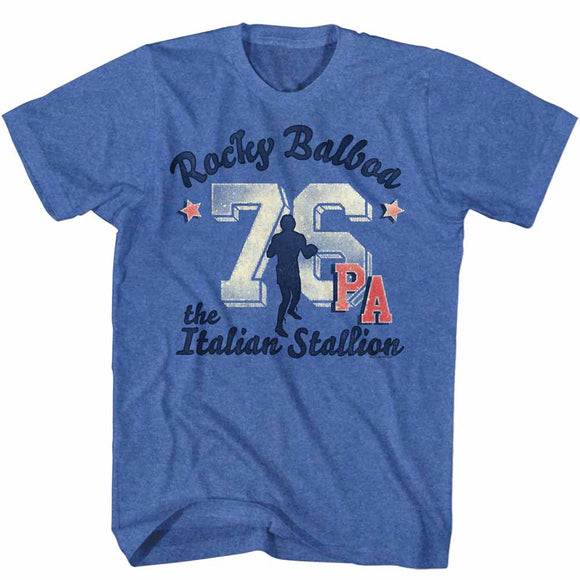 Rocky T-Shirt Distressed 76 PA Royal Heather Tee - Yoga Clothing for You