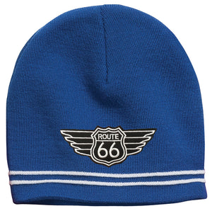 Historic Rt Route 66 Patch Adult Beanie Hat - Yoga Clothing for You