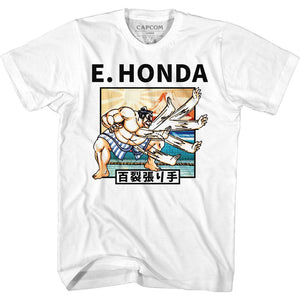 Street Fighter E Honda Moves White Tall T-shirt - Yoga Clothing for You