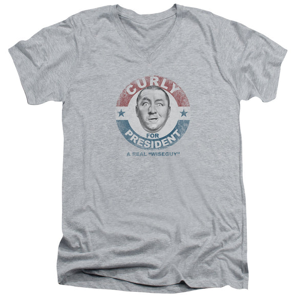 Three Stooges Slim Fit V-neck Shirt Curly for President Heather - Yoga Clothing for You