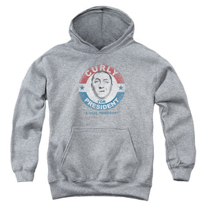 Three Stooges Kids Hoodie Curly for President Athletic Heather Hoody - Yoga Clothing for You