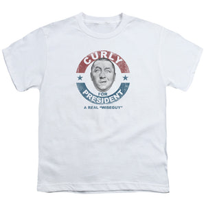 Three Stooges Kids T-Shirt Curly for President White Tee - Yoga Clothing for You