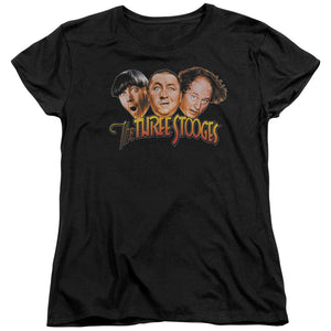 Three Stooges Womens T-Shirt Logo Black Tee - Yoga Clothing for You