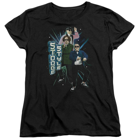 Three Stooges Womens T-Shirt Stooge Style Black Tee - Yoga Clothing for You