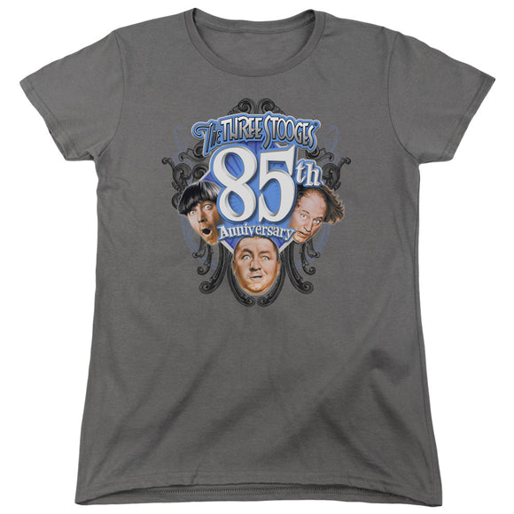 Three Stooges Womens T-Shirt 85th Anniversary Charcoal Tee - Yoga Clothing for You