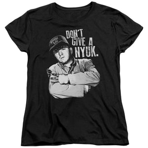 Three Stooges Womens T-Shirt Don't Give a NYUK Black Tee - Yoga Clothing for You