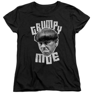 Three Stooges Womens T-Shirt Grumpy Moe Black Tee - Yoga Clothing for You