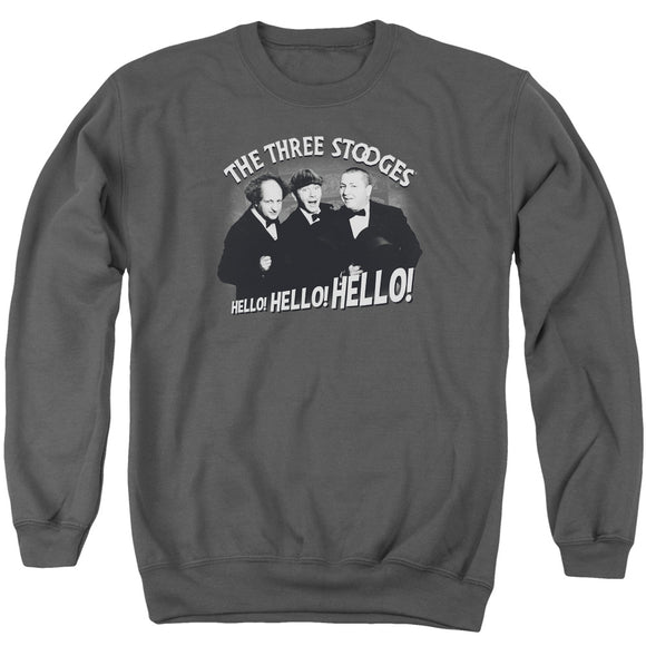 Three Stooges Sweatshirt Hello Hello Hello Charcoal Pullover - Yoga Clothing for You