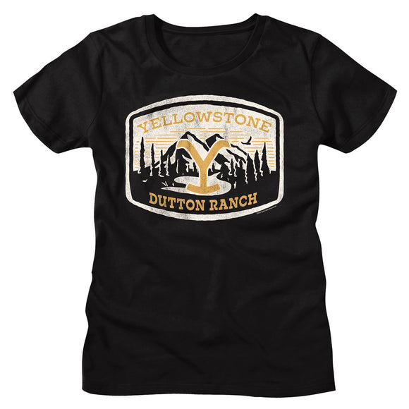 Yellowstone Ladies T-Shirt Vintage Dutton Ranch Patch Tee - Yoga Clothing for You