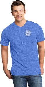 White Lotus OM Patch Pocket Print Important V-neck Tee - Yoga Clothing for You