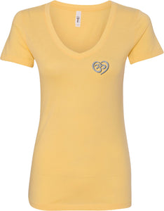 OM Heart Pocket Print Ideal V-neck Yoga Tee Shirt - Yoga Clothing for You