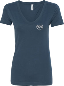 OM Heart Pocket Print Ideal V-neck Yoga Tee Shirt - Yoga Clothing for You
