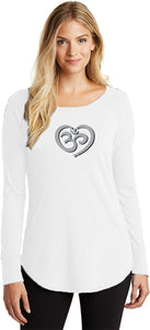 OM Heart Triblend Long Sleeve Tunic Yoga Shirt - Yoga Clothing for You