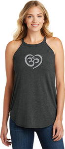 OM Heart Triblend Yoga Rocker Tank Top - Yoga Clothing for You