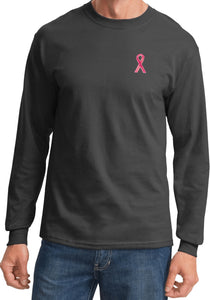 Breast Cancer T-shirt Sequins Ribbon Pocket Print Long Sleeve - Yoga Clothing for You