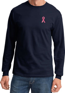 Breast Cancer T-shirt Sequins Ribbon Pocket Print Long Sleeve - Yoga Clothing for You